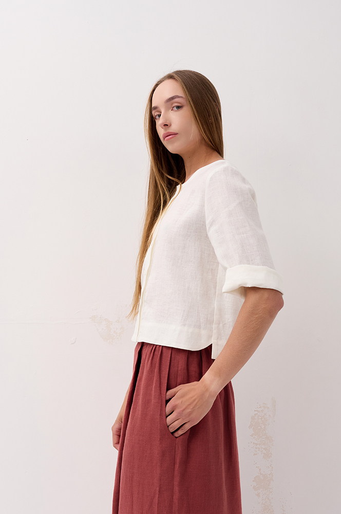 Топ льон на ґудзиках айворі (ТП 71)